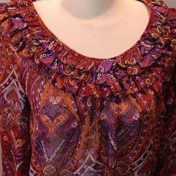 Mac & Jac triple ruffle floral long sleeve top NWT - Picture 2 of 5